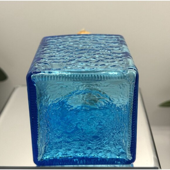 Teal Blue Textured Square Bottle With Cork Stopper - Picture 8 of 8